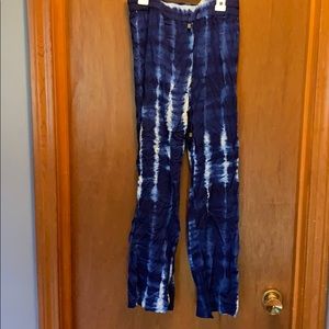Blue flowy tie dye pants